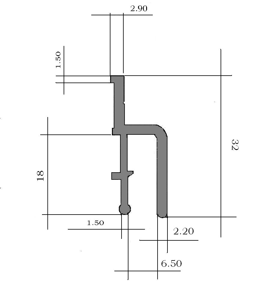 Багет ПВХ стеновой для гарпунной системы (багет СП 32Х12)