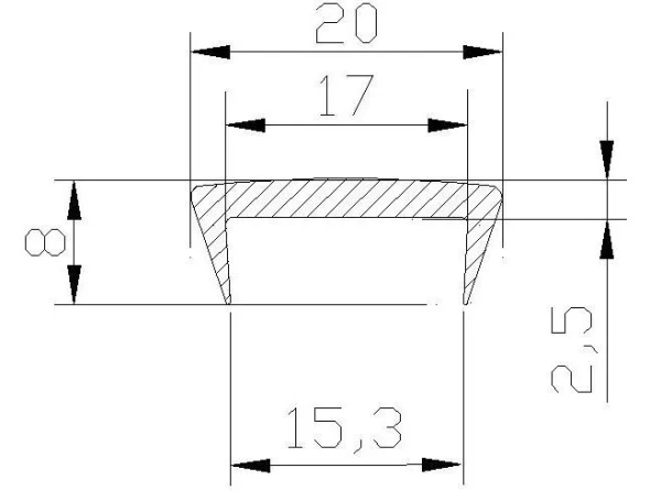 Пластиковый мебельный ПВХ профиль накладной, жесткий ПМЖ-16